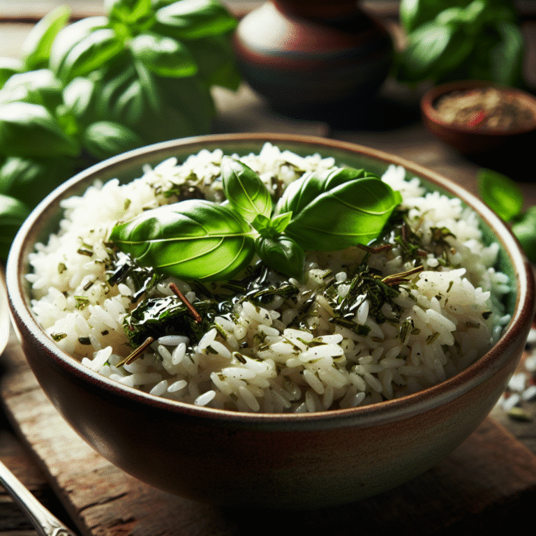 vibrant basil-infused rice dish