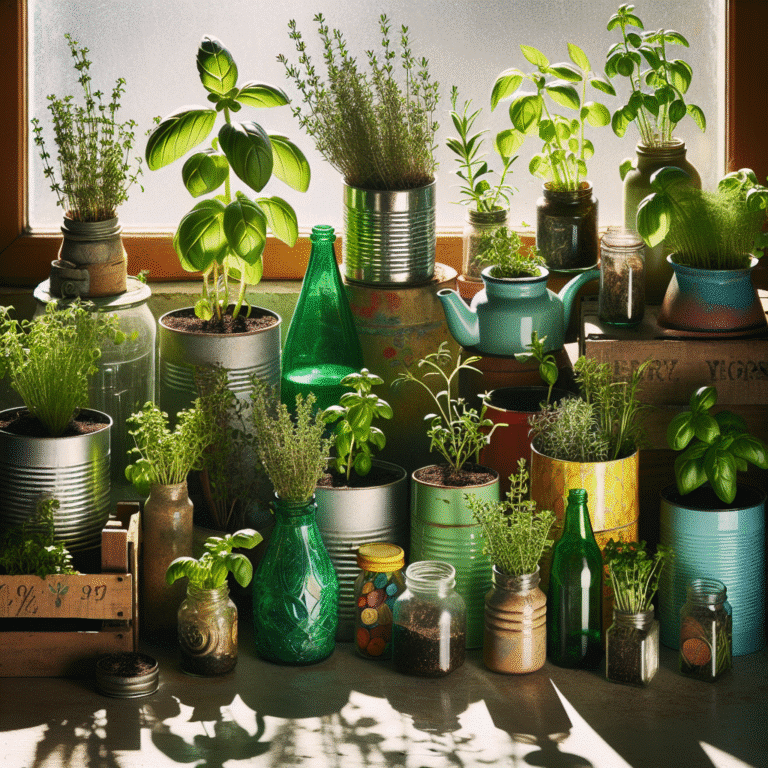 DIY recycled containers for growing herbs