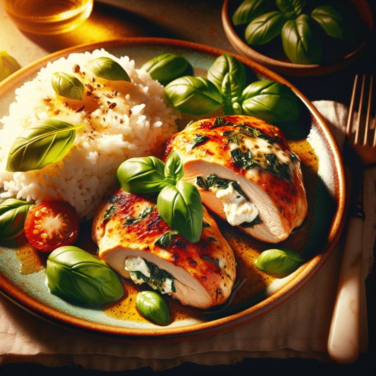 savory basil and goat cheese stuffed chicken breasts