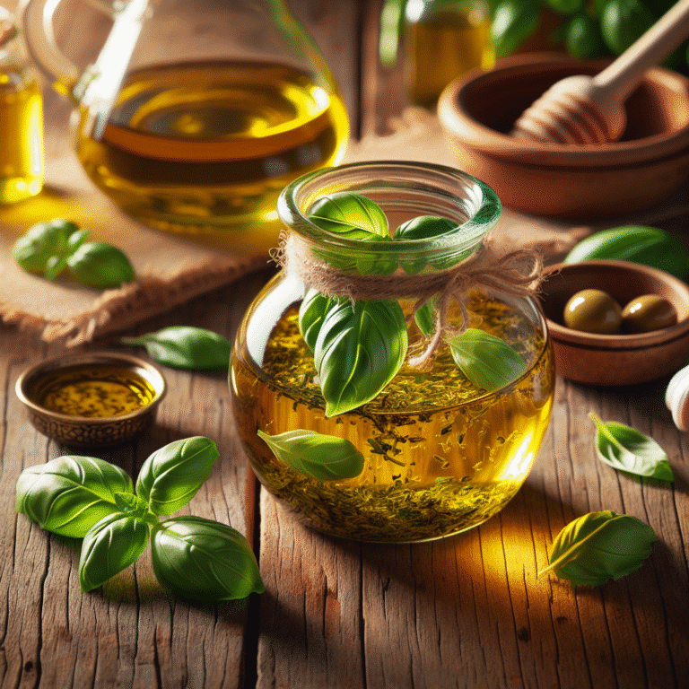 basil-infused olive oil for drizzling on everything